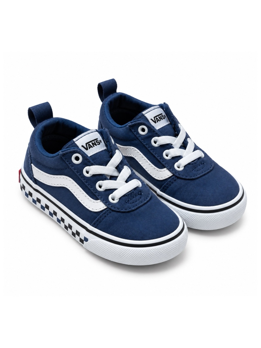 Vans Ward Toddler Blue White Checkerboard Slip-On Sneakers Size 7